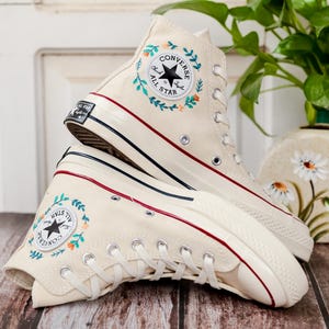 Mushroom and Black Cat Embroidered Converse, Custom Halloween Embroidered Sneakers,Pet Embroidered Shoes, Hand Embroidered Gift for Her