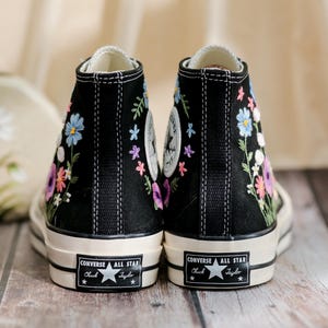 Custom Converse Chuck Taylor Embroidered Garden Flowers, Embroidered Converse Flowers, Flower Embroidered Shoes, Birthday Gifts for Her