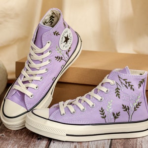 Custom Converse Embroidery Flowers, Wedding Converse Embroidered Floral, Bridal Sneakers Embroidered Flowers, Anniversary Gifts for Her