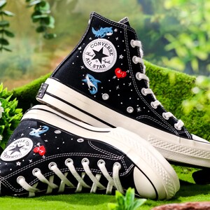 Embroidered Converse, Shark Embroidered Shoes, Hammerhead Shark Embroidered Converse Custom, Shark Embroidered Sneaker, Ocean Gifts for Her