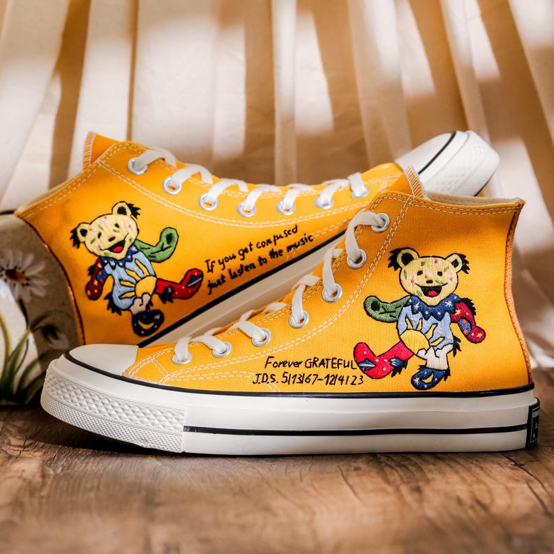 Custom Embroidered Bearbrick Converse Shoes, Converse Embroidery Bearbrick, Custom Cute Bear Embroidered Sneakers, Perfect Gift Idea