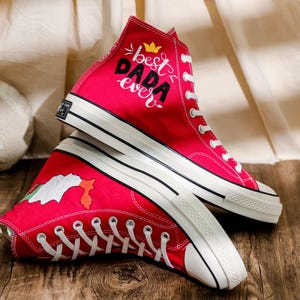Custom Embroidered Converse , Red Converse Embroidered Flag, Italian Flag Embroidered Shoes, Flag Embroidered Snealer, Citizenship Gifts