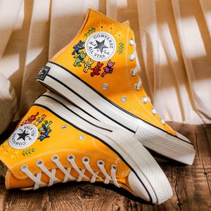 Custom Embroidered Bearbrick Converse Shoes, Converse Embroidery Bearbrick, Custom Cute Bear Embroidered Sneakers, Perfect Gift Idea