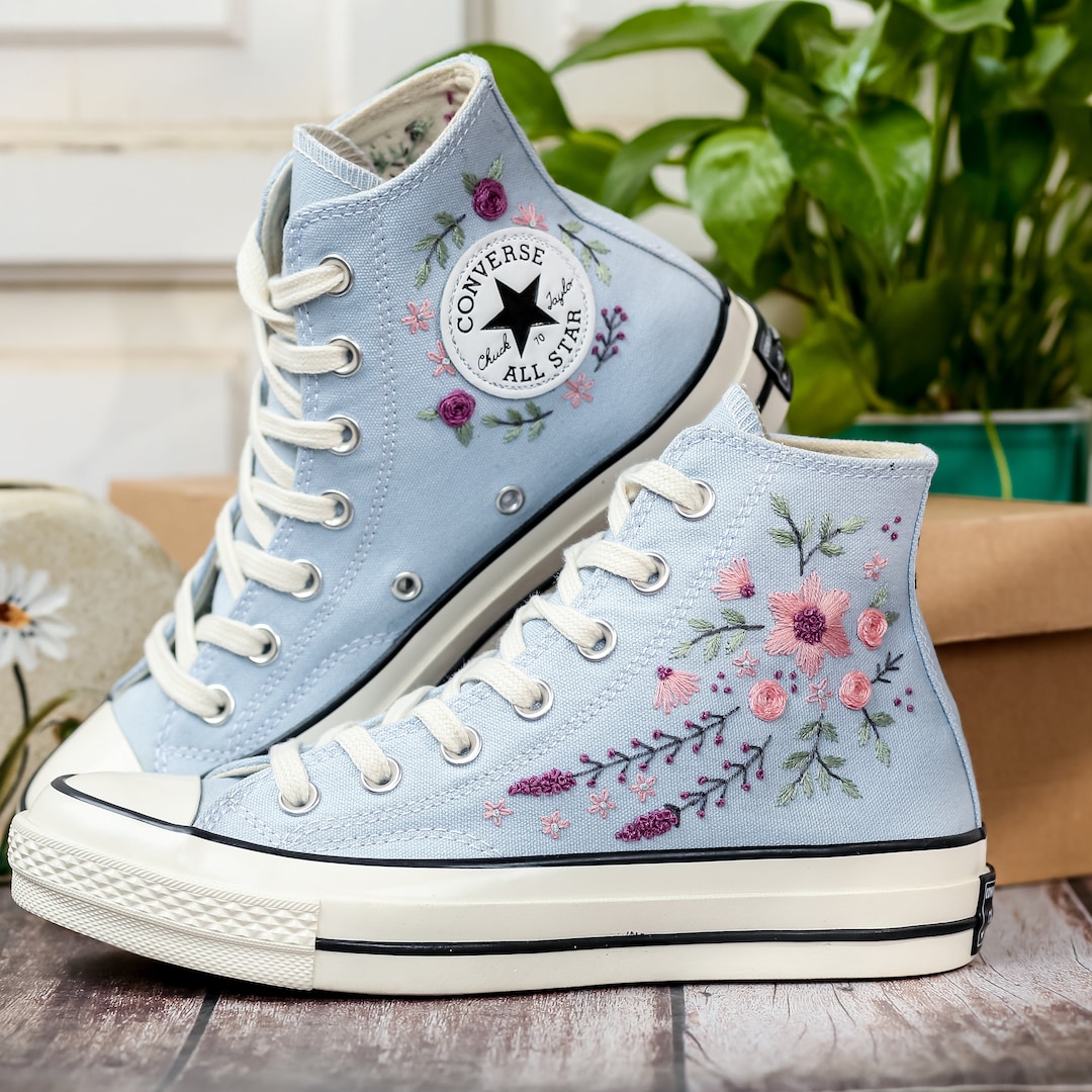 Embroidered Converse, Embroidered Floral, Custom Converse