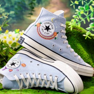 Custom Converse Chuck Taylor Mushrooms Embroidered Converse Shoes, Mushrooms, Rainbow Embroidered Sneaker Custom, Halloween Vibes Embroidery