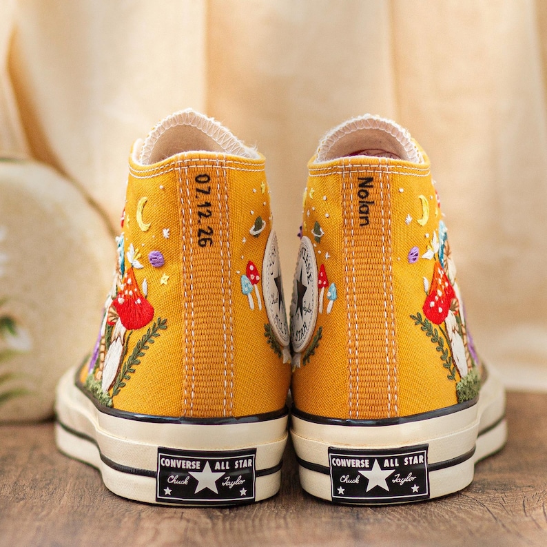 Custom Converse Chuck Taylor Mushrooms Embroidered Converse Shoes, Mushrooms Embroidered Converse Custom, Mushrooms Embroidered Sneaker