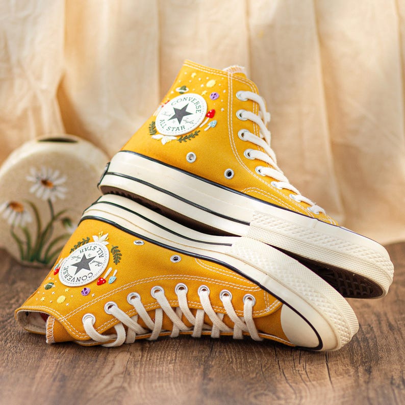 Custom Converse Chuck Taylor Mushrooms Embroidered Converse Shoes, Mushrooms Embroidered Converse Custom, Mushrooms Embroidered Sneaker