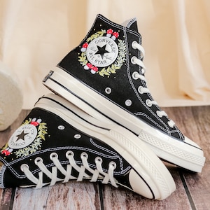 Custom Embroidered Converse Chuck Taylor 1970s, Mushrooms Embroidered Sneakers Custom, Mushrooms Embroidered Converse Shoes, Gifts for Her
