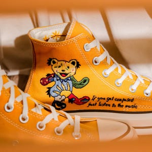 Custom Embroidered Bearbrick Converse Shoes, Converse Embroidery Bearbrick, Custom Cute Bear Embroidered Sneakers, Perfect Gift Idea