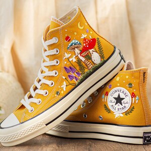 Custom Converse Chuck Taylor Mushrooms Embroidered Converse Shoes, Mushrooms Embroidered Converse Custom, Mushrooms Embroidered Sneaker