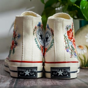 Customized Embroidered Converse Shoes, Graden Flower Embroidered Sneaker, Bridal Flower Embroidered Shoes, Personalized Gifts for Her