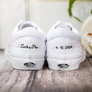 Bridal Flower Embroidered Vans, 3D Flowers Embroidered Vans for Bride, Wedding Flowers Embroidered Shoes, Sneakers Wedding Embroidery Floral