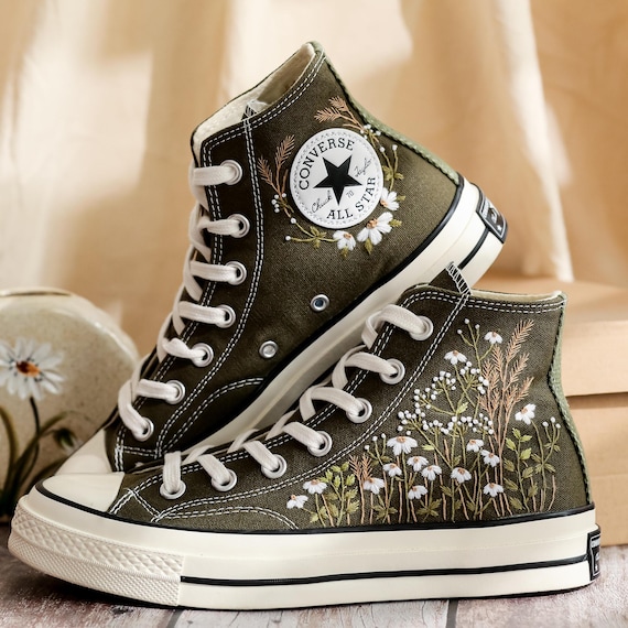 Custom Converse Chuck Taylor Daisy Embroidered Converse Shoes