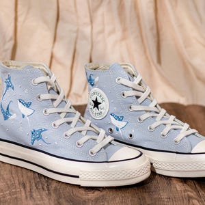 Ray Embroidered Converse Chuck Taylor 1970s: Custom Ocean Embroidery Shoes