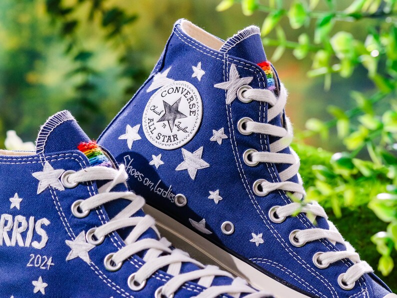 Embroidered Converse, Embroidered Star Converse, Shoes Embroidery Stars, Custom Converse Men, Custom Shoes Embroidered Stars Sneakers Gift