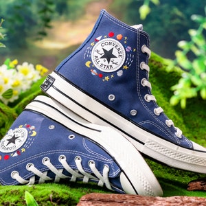 Converse Embroidery Shoes, Rainbow Embroidered Converse High Tops, Sky,  Star Embroidered Shoes,  Rainbow Embroidered Sneakers, Gift for Her