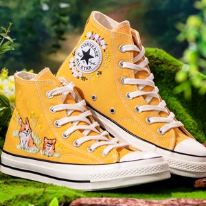 Custom Embroidered Shoes, Dog Embroidered Converse Custom, Pet Embroidered Sneaker, Cugi Embroidery Shoes, Pet Gift, Puppy Embroidered Shoes