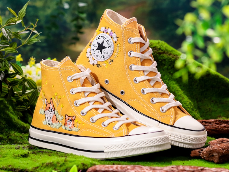 Custom Embroidered Shoes, Dog Embroidered Converse Custom, Pet Embroidered Sneaker, Cugi Embroidery Shoes, Pet Gift, Puppy Embroidered Shoes