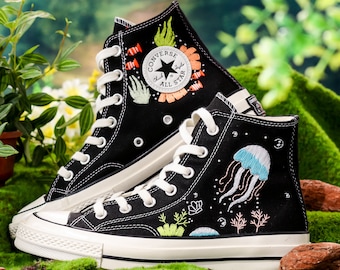 Custom Embroidered Converse Chuck Taylor, Killer Whale Ocean