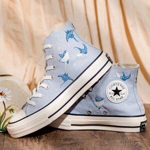 Ray Embroidered Converse Chuck Taylor 1970s: Custom Ocean Embroidery Shoes