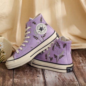 Custom Converse Embroidery Flowers, Wedding Converse Embroidered Floral, Bridal Sneakers Embroidered Flowers, Anniversary Gifts for Her