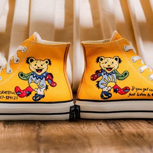 Custom Embroidered Bearbrick Converse Shoes, Converse Embroidery Bearbrick, Custom Cute Bear Embroidered Sneakers, Perfect Gift Idea