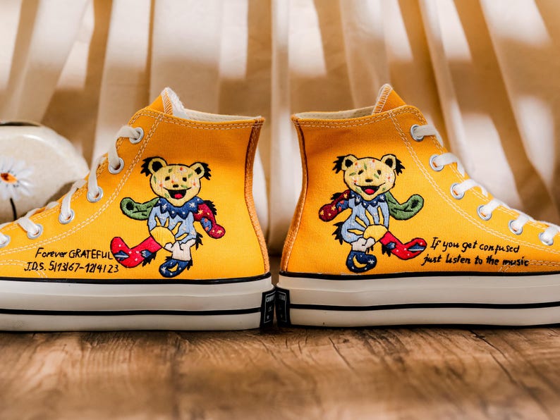 Custom Embroidered Bearbrick Converse Shoes, Converse Embroidery Bearbrick, Custom Cute Bear Embroidered Sneakers, Perfect Gift Idea