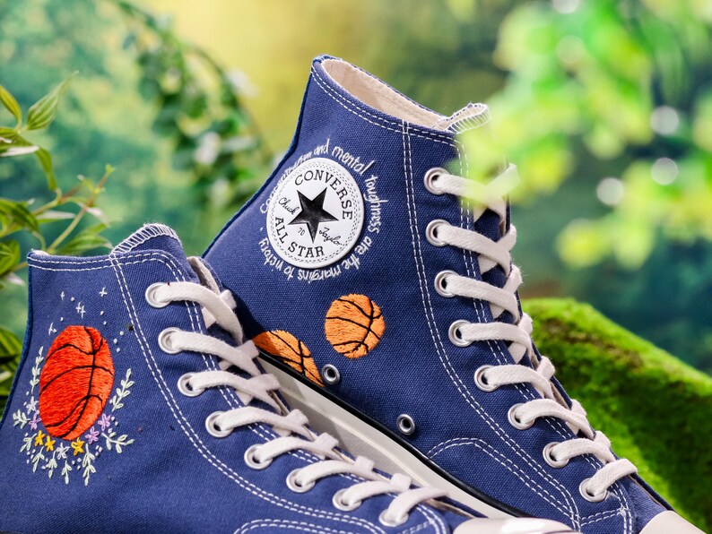 Custom Embroidered Converse, Basketball Embroidered Shoes, Converse Embroidery Sport, Basketball Player Gifts, Anniversary Gifts
