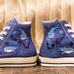 Custom Hammerhead Whale Embroidered Converse Sneakers: Orca Sea Life Shoes