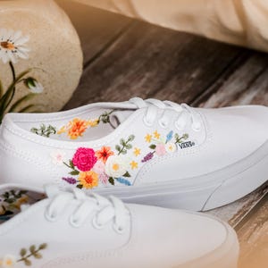 Wedding Vans for Bride, Bridal Flowers Embroidered Vans Shoes, Wedding Shoes, Wedding Flowers Embroidered Sneakers Custom, Gifts for Wedding