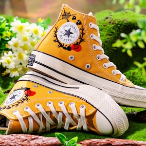 Halloween Embroidered Converse Custom, Pumpkin, Ghost Embroidered Shoes, Halloween Vibes Embroidery Sneakers, Halloween Embroidery Designs