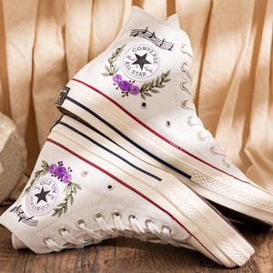 Embroidered Converse Book Lover, Flower & 1989 Embroidered Sneaker, Cat Embroidery Shoes, Handmade Gifts