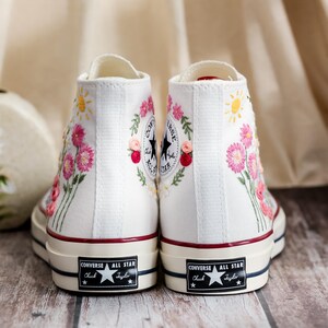Cat Embroidered Converse, Flower Cat Embroidered Converse, Embroidered Converse Custom Pet, Cat Embroidered Sneakers, Birthday Gift