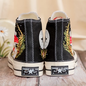 Custom Embroidered Converse Shoes, Mushrooms Embroidery Sneakers Women, Mimosa Embroidered Converse Custom, Shoes Embroidery, Gifts for Her