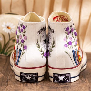 Embroidered Converse Book Lover, Flower & 1989 Embroidered Sneaker, Cat Embroidery Shoes, Handmade Gifts