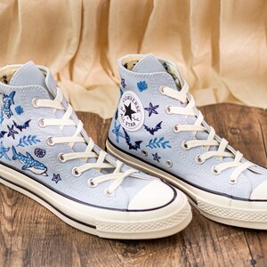 Custom Embroidered Converse Chuck Taylor, Sperm Whale Ocean Sneakers, Divers Gift, Beach Lovers Shoes, Coral Reefs