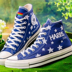 Embroidered Converse, Embroidered Star Converse, Shoes Embroidery Stars, Custom Converse Men, Custom Shoes Embroidered Stars Sneakers Gift