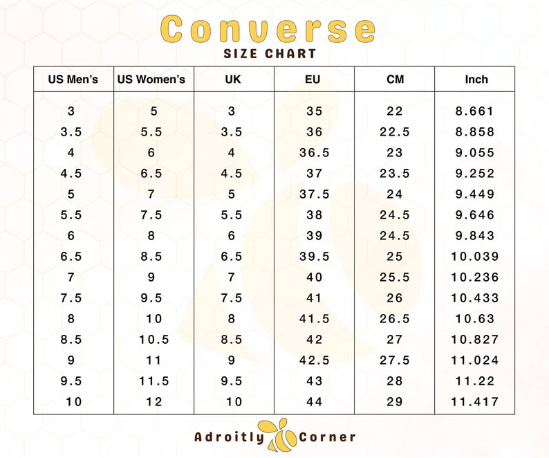 converse size chart