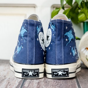 Custom Embroidered Converse High Tops, Custom Converse Chuck Taylor 1970s Manta Ray Embroidered, Ocean Embroidered Shoes Custom, Ocean Gifts
