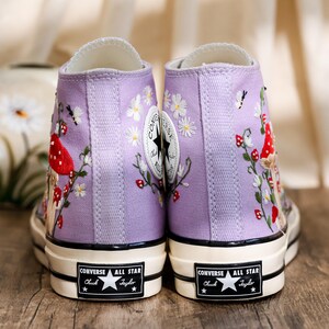 Custom Converse Embroidere Mushrooms, Bee and Strawberry Embroidered Shoes, Converse Embroidery Daisy, Mushroom Embroidered Sneakers for Her