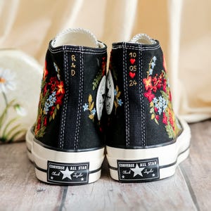 Embroidered Converse, Converse Embroidery Flower, Garden Wildflower Embroidered Converse Shoes, Flower Embroidered Sneakers, Handmade Gift