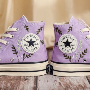 Custom Converse Embroidery Flowers, Wedding Converse Embroidered Floral, Bridal Sneakers Embroidered Flowers, Anniversary Gifts for Her