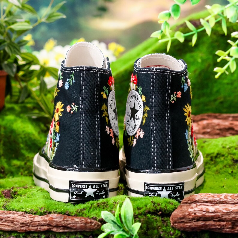 Embroidered Converse Mushroom, Sunflower, Converse Embroidery Mushroom, Custom Shoes Embroidered Floral and Mushrooms Sneakers, Gift for Her