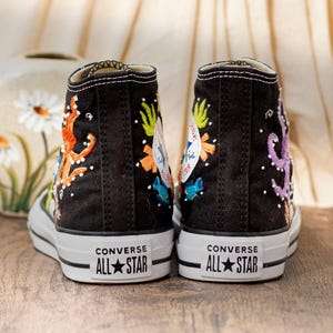 Custom Embroidered Converse Chuck Taylor Sneakers: Ocean Octopus Design