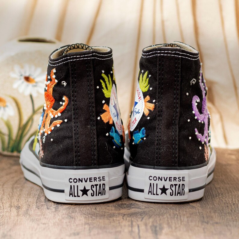Custom Embroidered Converse Chuck Taylor Sneakers: Ocean Octopus Design
