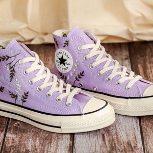 Custom Converse Embroidery Flowers, Wedding Converse Embroidered Floral, Bridal Sneakers Embroidered Flowers, Anniversary Gifts for Her