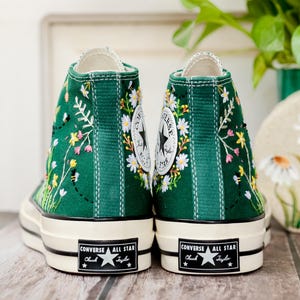 Wildflower Embroidered Converse, Small Flowers and Bees Embroidered Shoes, Custom Floral Embroidered Sneakers, Unique Gift for Nature Lover