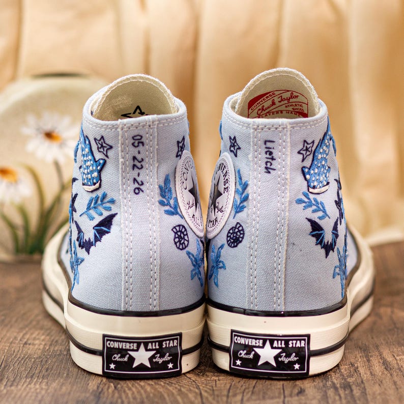 Custom Embroidered Converse Chuck Taylor, Sperm Whale Ocean Sneakers, Divers Gift, Beach Lovers Shoes, Coral Reefs