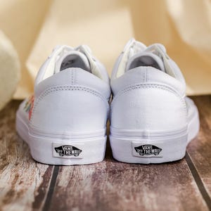 Embroidered Vans, Flower Embroidery Vans Shoes Custom, Vans Embroidery Flowers, Floral Embroidered Sneakers Custom, Birthday Gifts for Her