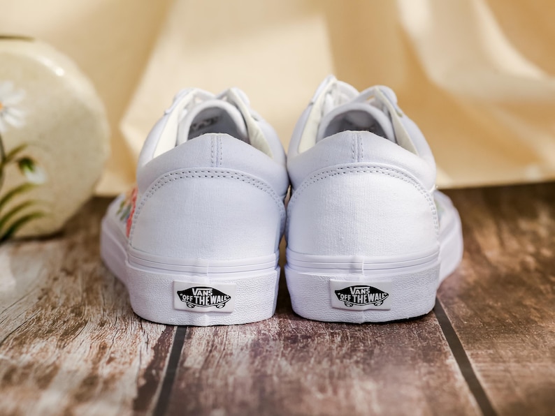 Embroidered Vans, Flower Embroidery Vans Shoes Custom, Vans Embroidery Flowers, Floral Embroidered Sneakers Custom, Birthday Gifts for Her
